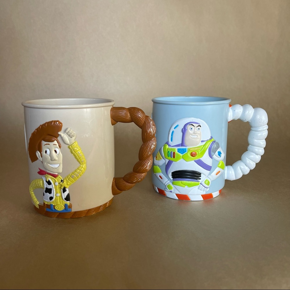 Two Toy Story 90s Mugs DISNEY Woody Buzz Lightyear